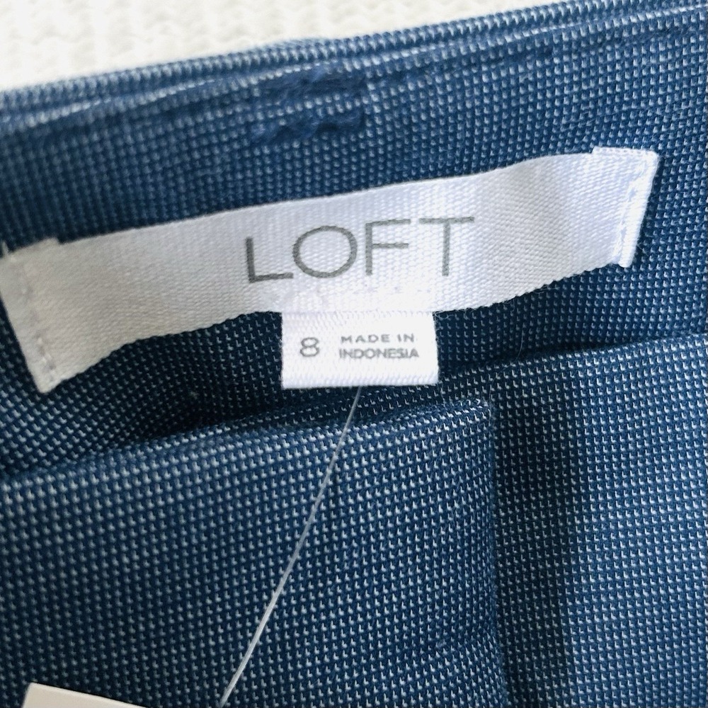 NWT Ann Taylor LOFT Riviera Slim Pants Sz 8 Blue Crop Stretch Office Dressy - Picture 5 of 12